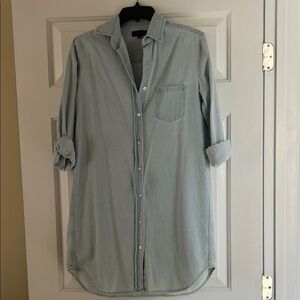 Quince Women's Casual Light Blue Button Down Shirt Dress
